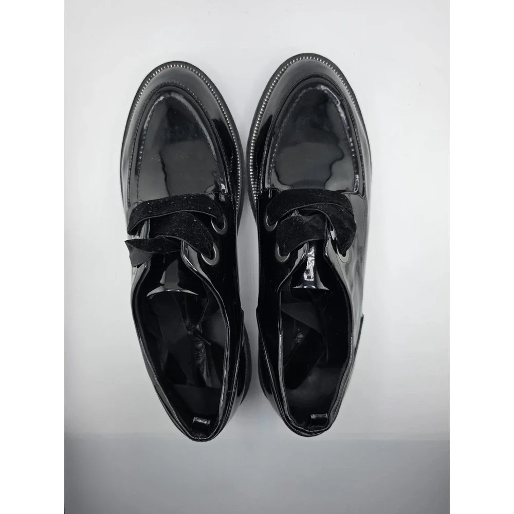 Sixtyseven Black Patent Platform Loafers Chunky Lug Sole Womens US 9 EU 40